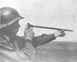Cane gun in firing position.